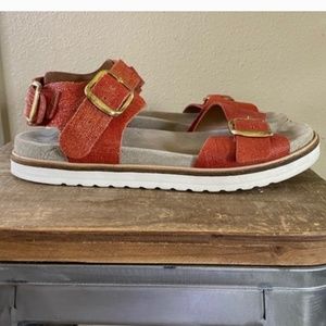 Anthropologie Sandals Shimmery Coque Terra Size 39 - terracotta